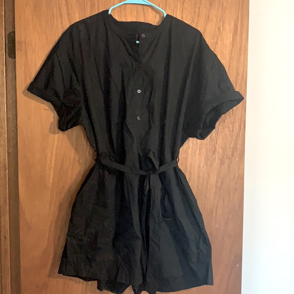 Black button up romper
